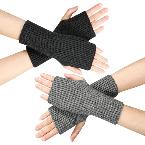 XEPST 2 Paar Halb Fingerhandschuhe Winter, Fingerlose Handschuhe Armstulpen Damen Winterhandschuhe, Verlängern Handgelenk Handschuhe Winter Warme Handschuhe von XEPST