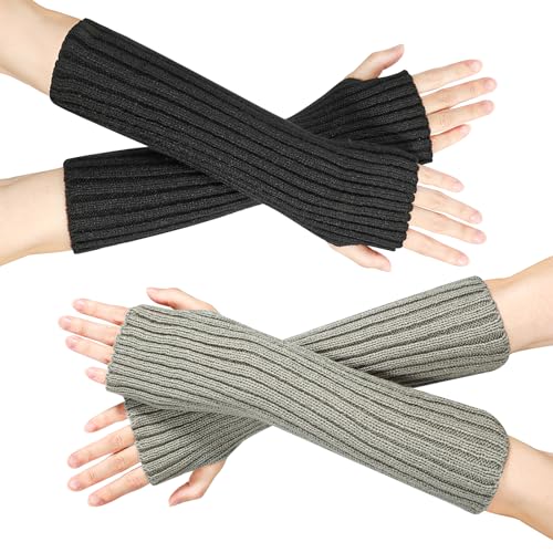 XEPST 2 Paar Halb Fingerhandschuhe Winter, Fingerlose Handschuhe Armstulpen Damen Winterhandschuhe, Verlängern Handgelenk Handschuhe Winter Warme Handschuhe von XEPST