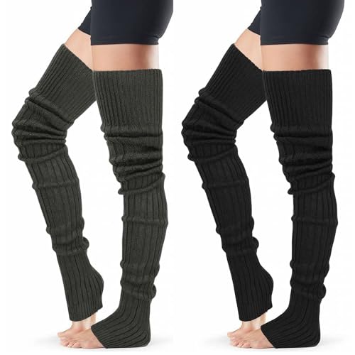 XEPST 2 Paare Stulpen Damen Lange Winter Beinwärmer, Stulpen Mädchen Beinstulpen Damen Stricken Häkelarbeit Pulswärmer Leg Warmers Stiefel Boot Abdeckung für Winterwärmer (85 cm) von XEPST