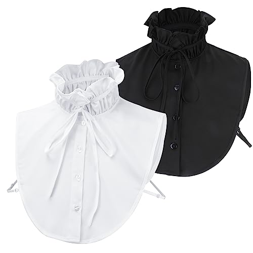 XEPST 2 Stück Frauen Kragen Abnehmbar, Krageneinsatz Damen Hälfte Bluse Shirt Kragen Damen Blusenkragen Abnehmbare Fake Collar Detachable für Frauen Mädchen Dekorative Gefälligkeiten, Rüschen von XEPST