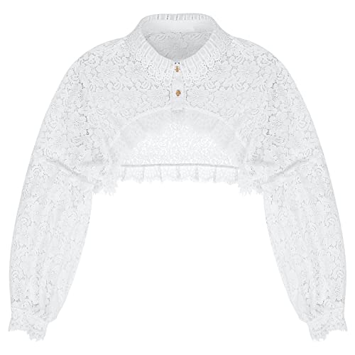 XEPST Frauen Spitzenkragen Bluse Mit Falschem Kragen Abnehmbare Halbe Hemdbluse Für Damen, Hälfte Shirt Dickey Kragen Fake Collar Abnehmbare Ärmel Crop Top, Einheitsgröße von XEPST