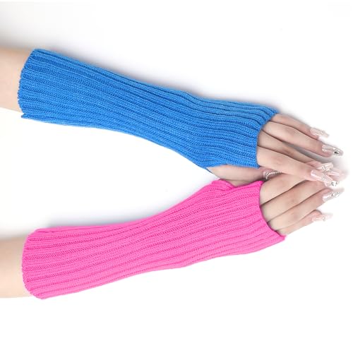 XEPST Halb Fingerhandschuhe Winter, 2 Paar Fingerlose Handschuhe Armstulpen Damen Winterhandschuhe, Verlängern Handgelenk Handschuhe Winter Warme Handschuhe von XEPST