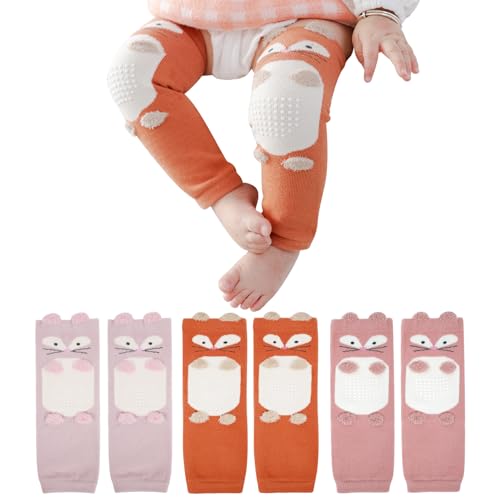 XEPST Packung mit 3 Kleinkind Baby Beinwärmer, niedliche Tiermuster Beinwärmer Kniestrümpfe Baby Knieschützer Beinärmel Leggings für Baby Kinder Kleinkinder Mädchen 0-3 Jahre, Einheitsgröße (Fuchs) von XEPST