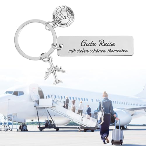 Personalisiert Schlüsselanhänger mit Gravur Pass auf dich auf! -Glücksbringer Mann oder Frau für Piloten und Reisende geschenk Auslandsjahr Abschiedsgeschenk von XEPWOLU