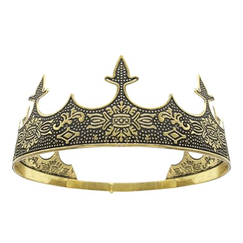 XEUZK Königskrone für Herren, Diadem für Geburtstagsparty, Kostüm (altgoldene Königskrone) von XEUZK