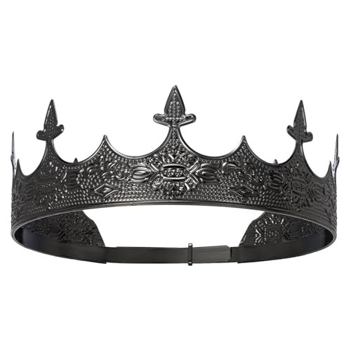XEUZK Königskrone für Herren Krone Tiara für Geburtstag Party Kostüm (Schwarze Königskrone) von XEUZK