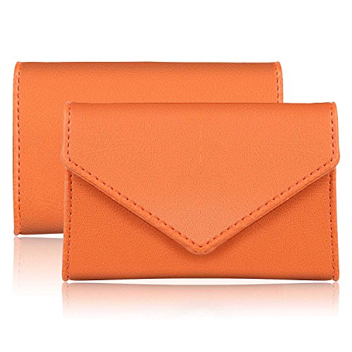 XEYOU Damen Kartenetui Brieftasche Kreditkartenetui Namenskartenetui Fronttasche Brieftasche für Damen, Orange/Abendrot im Zickzackmuster (Sunset Chevron), Minimalistisch von XEYOU