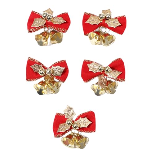 5 x Weihnachtsschleife, Glitzer, Mistelzweig-Glocken, Seitenclip, Haarspange, süße Mädchen, festlicher Kopfschmuck, Weihnachten, Haar-Accessoires für Kinder von XEYYHAS