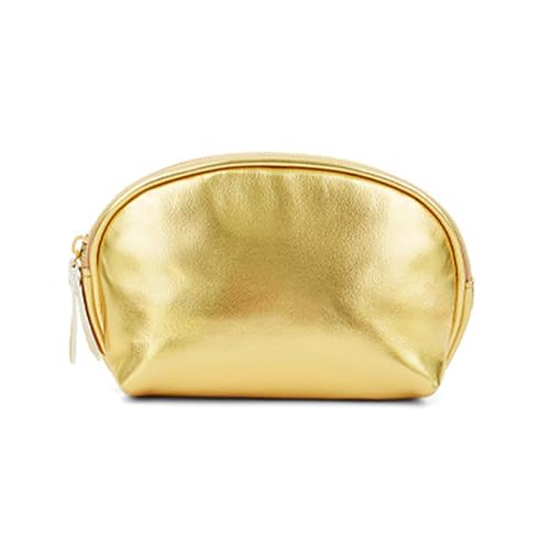 Goldfarbene Make-up-Tasche für Damen, vielseitiger Make-up-Koffer, wasserdicht, Kosmetik-Organizer, Handheld, große Kapazität, Reißverschlusstasche, elegantes Aussehen, Aufbewahrungstasche, Halbrunder von XEYYHAS
