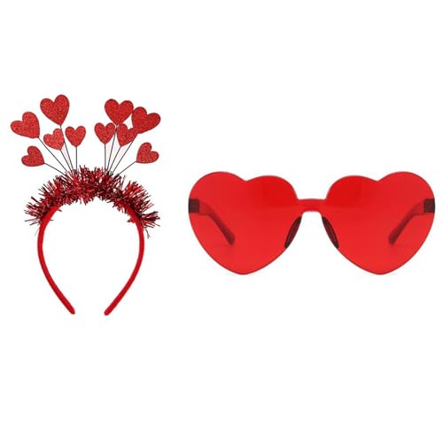 XEYYHAS Schöne Herzbrille Valentinstag Stirnbänder Herz Pedlar Kopfbedeckung für Urlaub Weihnachten Hochzeit Feiern Valentinstag Stirnbänder von XEYYHAS
