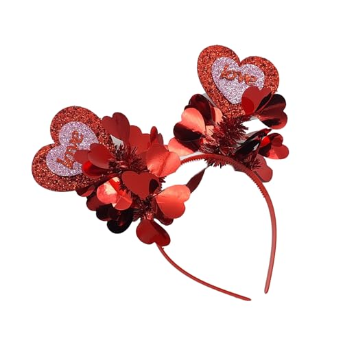 Zartes Valentinstag-Stirnband mit Herz, für Mädchen, Valentinstag-Stirnband mit Lametta, für Damen, Teenager, Glitzer-Haarschmuck, Lametta-Haarband, Weihnachts-Lametta-Stirnband für Mädchen von XEYYHAS