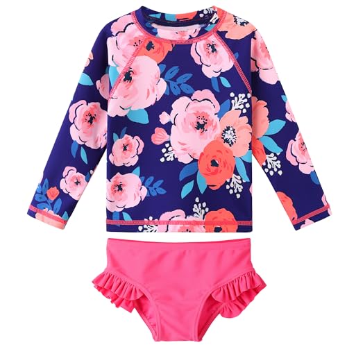 XFGIRLS Der Zweiteilige Badeanzug Mit Langen Ärmeln Niedlich Bedruckter UV-Schutz-Slip Ist Für Mädchen Von 6 Monaten Bis 6 Jahren Geeignet von XFGIRLS