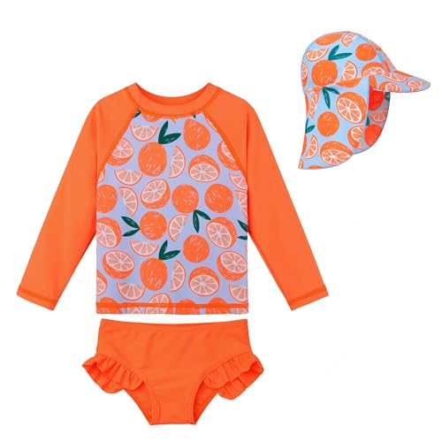 XFGIRLS Der Zweiteilige Badeanzug Mit Langen Ärmeln Niedlich Bedruckter UV-Schutz-Slip Ist Für Mädchen Von 6 Monaten Bis 6 Jahren Geeignet von XFGIRLS