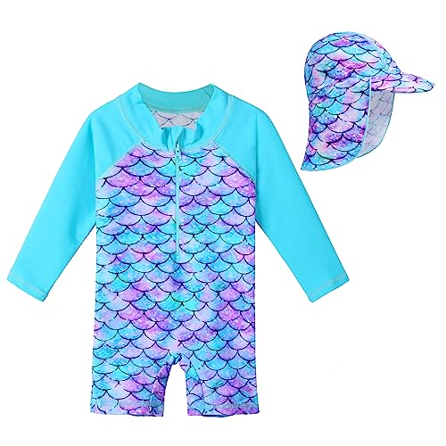 XFGIRLS Einteilige Boxershorts Anti-UV-Badeanzüge mit Langen und kurzen Ärmeln für Mädchen im Alter von 1 Monat bis 6 Jahren von XFGIRLS