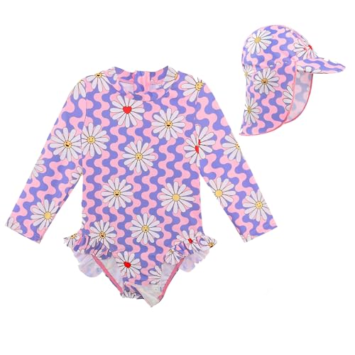 XFGIRLS Kinder Badeanzug Mädchen UPF50+ Badeanzug, Schnell Trocknend Niedliches Druckdesign, Badeanzug Mädchen 0 Monate Bis 6 Jahre Alt, Geeignet Für Pool/Strand von XFGIRLS