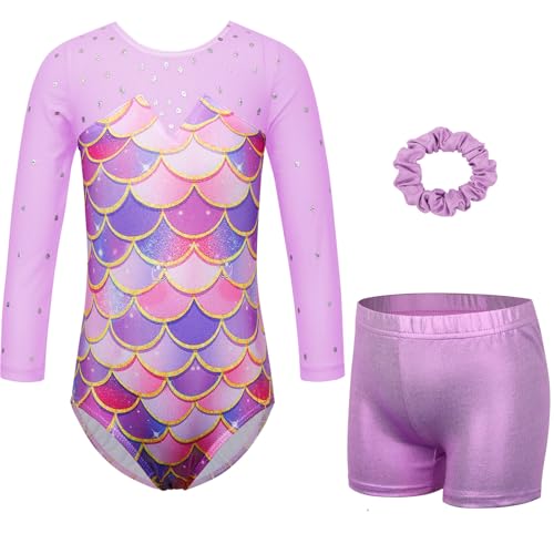 XFGIRLS Mädchen Süßer Druck Lange Ärmel Eng Tanz Kostüm Gymnastik Ballett 5-14 Jahre Alte Mädchen von XFGIRLS