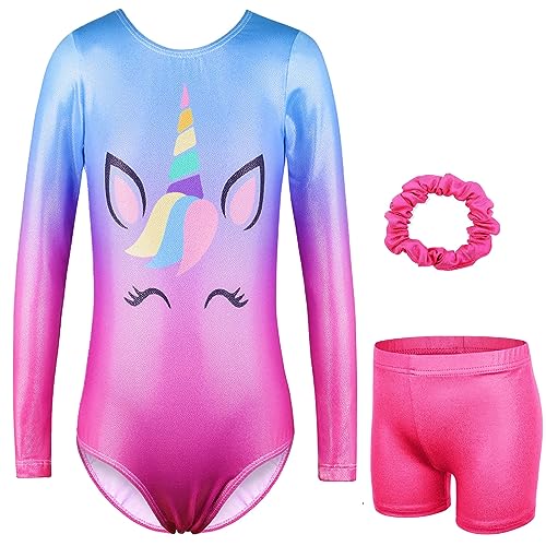 XFGIRLS Mädchen Süßer Druck Lange Ärmel Eng Tanz Kostüm Gymnastik Kostüm Ballett Kostüm 5-14 Jahre Alte Mädchen von XFGIRLS