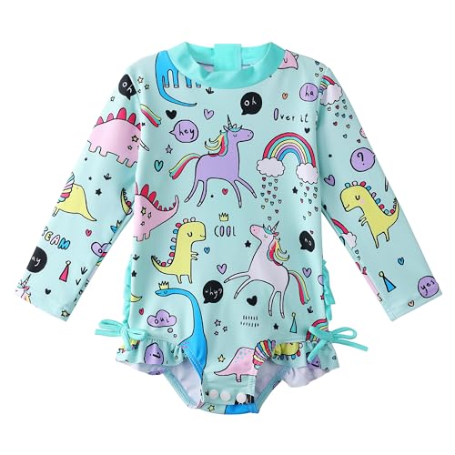 XFGIRLS UV-beständiger Badeanzug mit Langen Ärmeln für Mädchen von 0 Monaten bis 36 Monaten von XFGIRLS