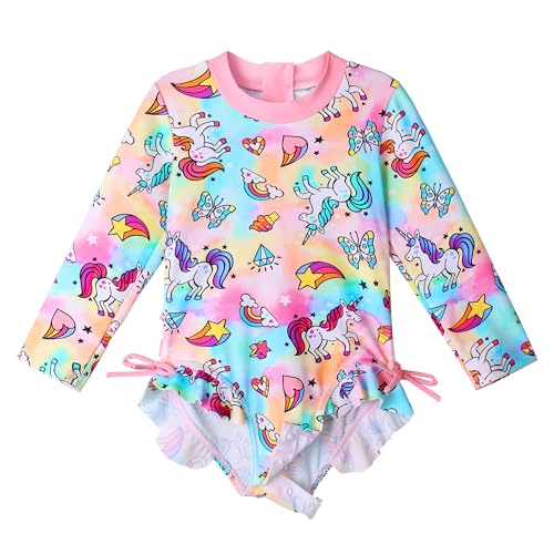 XFGIRLS UV-beständiger Badeanzug mit Langen Ärmeln für Mädchen von 6 Monaten bis 36 Monaten von XFGIRLS