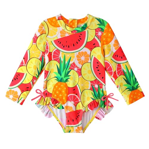 XFGIRLS Kinder Badeanzug Mädchen UPF50+ Badeanzug, Schnell Trocknend Niedliches Druckdesign, Badeanzug Mädchen 0 Monate Bis 6 Jahre Alt, Geeignet Für Pool/Strand von XFGIRLS