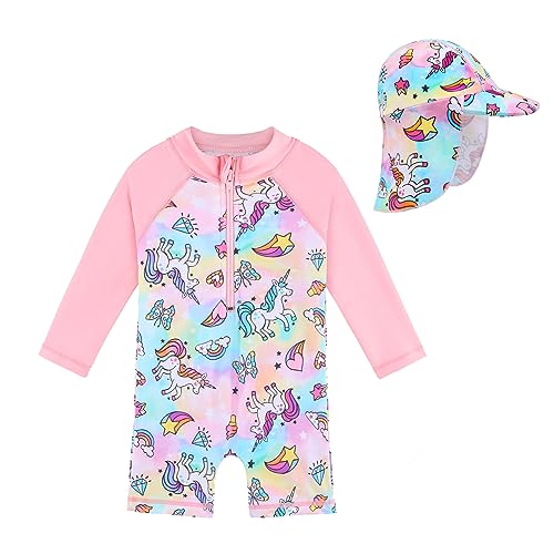 XFGIRLS Kinder Badeanzug Mädchen UPF50+ Badeanzug, Schnell Trocknend Niedliches Druckdesign, Badeanzug Mädchen 0 Monate Bis 6 Jahre Alt, Geeignet Für Pool/Strand von XFGIRLS