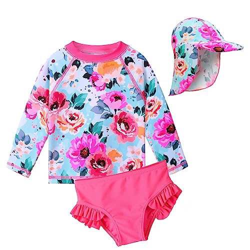 XFGIRLS Der Zweiteilige Badeanzug Mit Langen Ärmeln Niedlich Bedruckter UV-Schutz-Slip Ist Für Mädchen Von 6 Monaten Bis 6 Jahren Geeignet von XFGIRLS