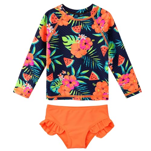 XFGIRLS Der Zweiteilige Badeanzug Mit Langen Ärmeln Niedlich Bedruckter UV-Schutz-Slip Ist Für Mädchen Von 6 Monaten Bis 6 Jahren Geeignet von XFGIRLS