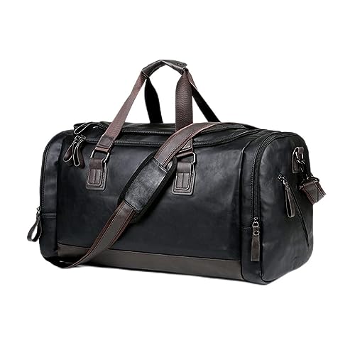 Leder -Reisetaschen männliche Wochenendbeutel Herren Handgepäck Duffel Handtaschen Umhängetasche (D) von XFLSDHGD