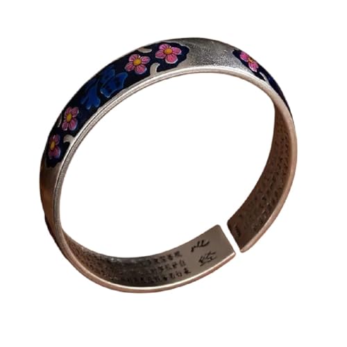 NEU 2025 Klassiker Cloisonne Emaille Blue Fu Charakter Herz Sutra Armreifen Neu in Vintage 925 Silbercharme Armband für Frauen Dekoration Schmuck Gedenk mit Ihnen Accessoires Trendy Beste for Gift von XFLSDHGD