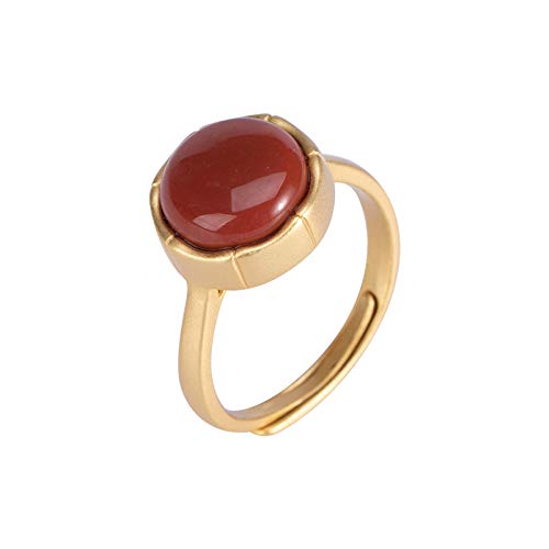 XFLSDHGD 925 Silver Southern Red Achat offener Ring Frauen Schmuck von XFLSDHGD