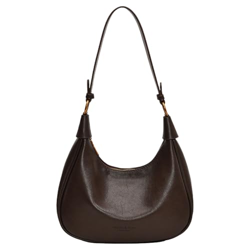XFLSDHGD Braune Geldbeutel Hobo Handtaschen für Frauen weiche PU Leder Schulter -Geldbörsen Crescent Bag mit Reißverschluss von XFLSDHGD