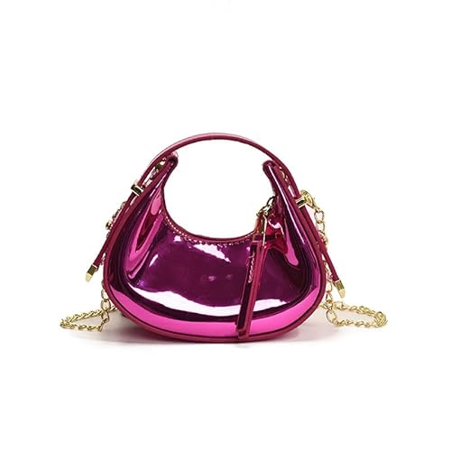 XFLSDHGD Clutch Handtasche aus Leder, Crossbody-Tasche aus Metall PU Y2K Handtasche Abendtasche für Frauen Prom Promotion, Rosarot, Einheitsgröße von XFLSDHGD