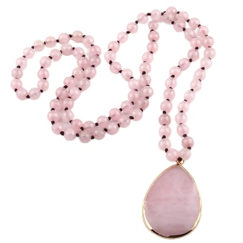 XFLSDHGD Fashion böhmischer Schmuck Naturstein Knotted Stone Matching Tropfen Anhänger Halsketten Frauen Perlen Halskette von XFLSDHGD