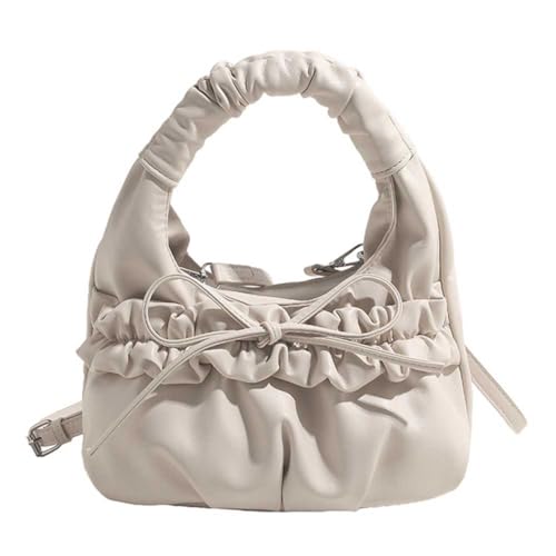 XFLSDHGD Frauen Handtaschen Geldbörse mit verstellbarem Riemen -Knoten PU Leder -Einkaufstasche Feste Farbe Mode Freizeittaschen große Kapazität für Einkaufsfeier Falten Binsenbeutel von XFLSDHGD