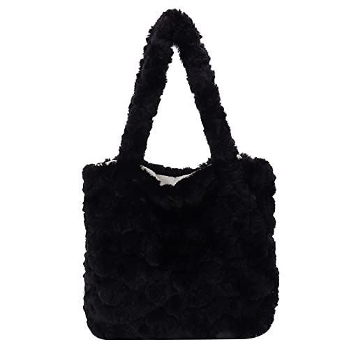 XFLSDHGD Frauen Schulter Handtaschen Retro Herbst Winter Clutch Fluffy weiche Plüsch tragbare Reise Geldbeutel für Damen Girl Geschenk von XFLSDHGD