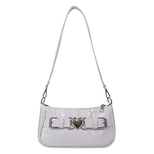 XFLSDHGD Frauen Umhängetaschen Alligator Muster Y2K Achselhhandtaschen Herzstift Schnalle Modische Farbe eleganter weiblicher Clutch von XFLSDHGD