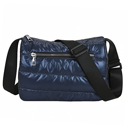 XFLSDHGD Mode gesteppte Streifen Umhängetasche Frauen klassische Feste Farbe Nylon Crossbody Taschen kleine Handtaschen von XFLSDHGD