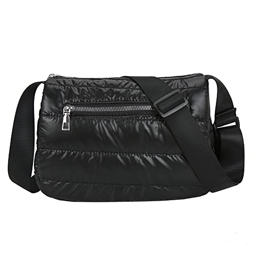 XFLSDHGD Mode gesteppte Streifen Umhängetasche Frauen klassische Feste Farbe Nylon Crossbody Taschen kleine Handtaschen von XFLSDHGD