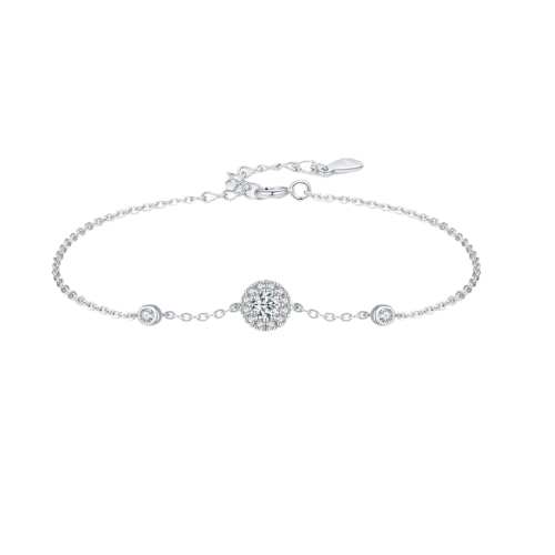 XFLSDHGD NEU 2025 925 Sterling Silber Simple Fashion Round Sprudeln Zirkonia Linkkette Armband für Frauen Hochzeitsdekoration Schmuck Gedenk für Sie Accessoires Trendy Creative Beste for Gift von XFLSDHGD