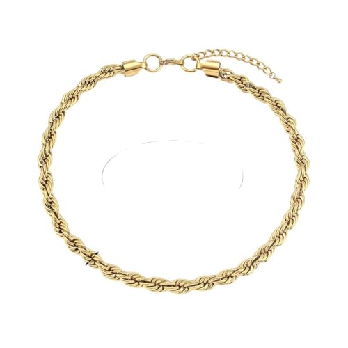XFLSDHGD NEU 2025 UNISEX TRADEND Edelstahl 18K Gold plattiert Frauen 8mm klobig verdrehte Seilkette Halskette Trendy Armband Schmuck Fund Modezubehör kreatives Geschenk für Frauen und Männer von XFLSDHGD