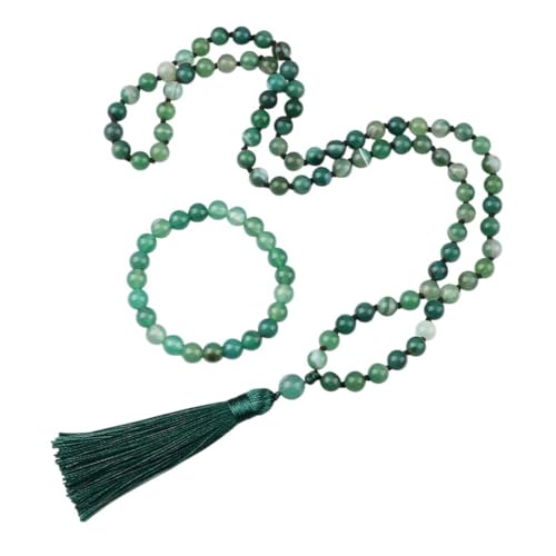 XFLSDHGD NEU 2026 Mode natürliche Tiger Augenstein Halsketten & Armbänder Set Elastic Faden Quasten Pendellaner -Pullover Accessoires Halskette Frauen Schmuck Trendy Kreatives Geschenk von XFLSDHGD