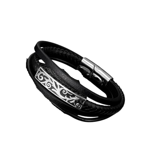 XFLSDHGD NEU 2026 UNISEX Punk Männer Stil echtes Lederarmband Mehrschicht Edelstahl Norse Runen Perlen Bänker Paar Schmuck Fund Geschenk Mode trendy Accessoires kreativ für Frauen und Männer von XFLSDHGD