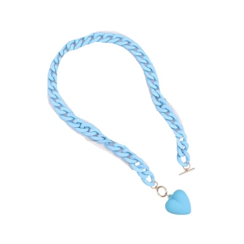 XFLSDHGD Neu 2026 Ankunft Unisex Punk Acrylkette Liebe Herz Anhänger Halskette für Frauen matt farbenfrohe Halshöhe Langer Mode Schmuckgeschenk Trendy Accessoires kreativ für Frauen und Männer von XFLSDHGD