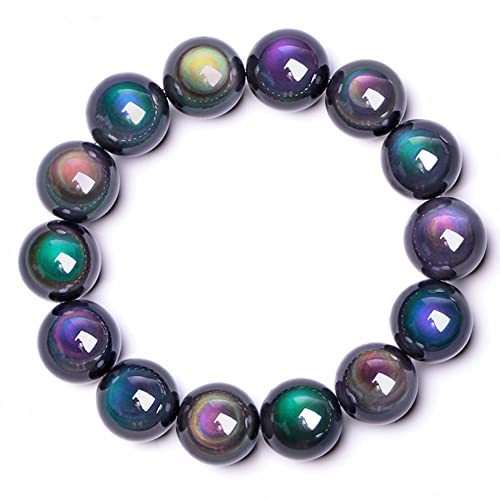 XFLSDHGD Perlenarmbänder Herren Armband Perlen Armbänder für Frauen natürliche Regenbogen -Augen -Obsidian -Yoga -Armbänder Chakra Armband Perfekt für Männer oder Frauen. (Farbe: 14 cm) von XFLSDHGD