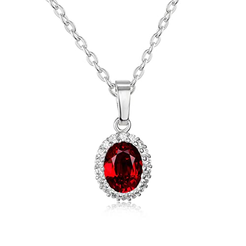 XFLSDHGD Vintage Roségold Farbkette Halskette Zierartiges weibliches lila rotes Kristall Anhänger Halsketten für Frauen ovaler Stein von XFLSDHGD