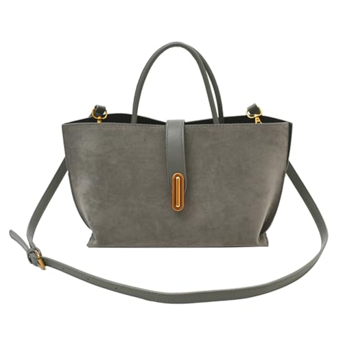 XFLSDHGD Wildleder -Einkaufstasche für Frauen braune Wildleder Mode Retro Schultertasche für Arbeitsreisen Einkaufsbeutel von XFLSDHGD