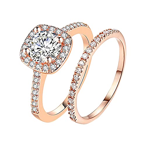 XFLSDHGD Zirkonringe für Frauen, Frauen Ring Strass-Männer-Schmuckringe Größe 6-11 Leichtmetall Geschenk Finger Paare Klassische Valentinstag Geschenke für Freundin Frau Partyringe von XFLSDHGD