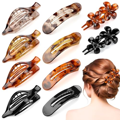 XFSRG 10 Stück Haarspangen Damen Flache Oval Haarklammern Starke Griff Duckbill Clips für Dünnes Dickes Haar Einfache Schlichte Haaraccessoires (D) von XFSRG