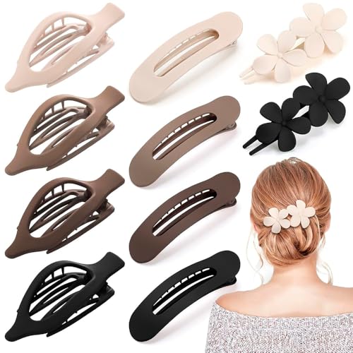 XFSRG 10 Stück Haarspangen Damen Flache Oval Haarklammern Starke Griff Duckbill Clips für Dünnes Dickes Haar Einfache Schlichte Haaraccessoires (E) von XFSRG