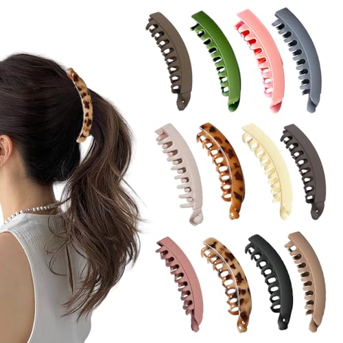 XFSRG 12 Stück Banana Clip Damen Große Bananenspange Starke Halter Keine Rutsch Bananen Krallen Clips für Dickes Dünnes Haar von XFSRG